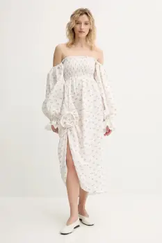 The Sleeper rochie din in culoarea alb, maxi, evazati, ATDR01F015R imagine