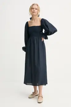 The Sleeper rochie din in culoarea albastru marin, mini, evazati, SL001AL imagine