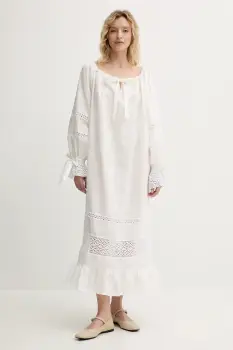 The Sleeper rochie din in culoarea bej, midi, drept, RMDR01P001L imagine