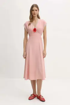 The Sleeper rochie din viscoza culoarea roz, midi, drept, PMDDR03P006L imagine