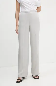 Theory pantaloni de matase culoarea gri, drept, high waist, K0502208 imagine