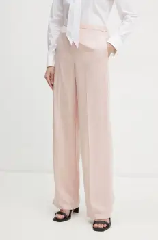 Theory pantaloni de matase culoarea roz, drept, high waist, K0502208 imagine