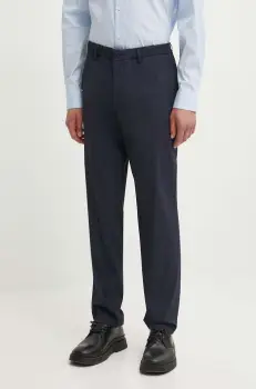 Theory pantaloni din in culoarea albastru marin, drept imagine