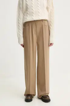 Theory pantaloni din lana culoarea bej, lat, high waist, O0801210 imagine