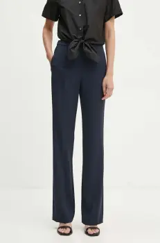 Theory pantaloni femei, culoarea albastru marin, drept, high waist, O0509226 imagine