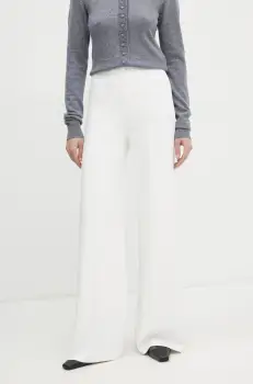 Theory pantaloni femei, culoarea bej, lat, high waist, O1116709 imagine