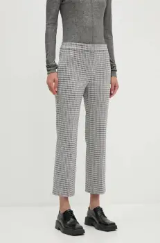 Theory pantaloni femei, culoarea gri, drept, high waist, O0727204 imagine