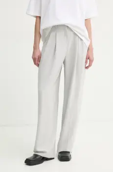 Theory pantaloni femei, culoarea gri, lat, high waist, O1109201 imagine