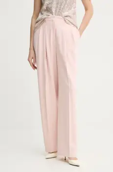 Theory pantaloni femei, culoarea roz, lat, high waist, O1109201 imagine