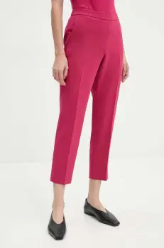 Theory pantaloni femei, culoarea roz, mulata, high waist imagine