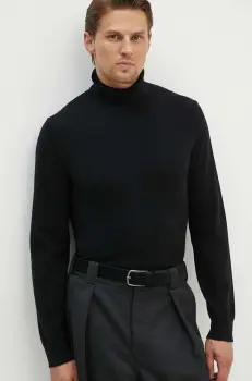 Theory pulover de casmir culoarea negru, light, cu guler, N0888705 imagine