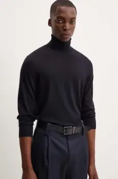 Theory pulover de lana barbati, culoarea albastru marin, light, cu guler, M0781705 imagine