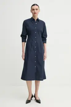 Theory rochie culoarea albastru marin, midi, evazati, P0205603 imagine