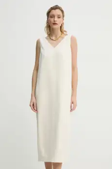 Theory rochie culoarea bej, midi, drept, O1109601 imagine