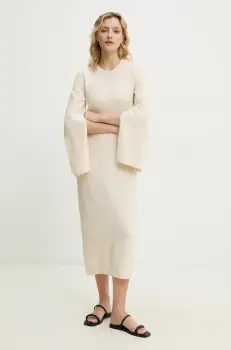 Theory rochie culoarea bej, midi, drept, P0214702 imagine