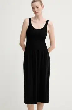 Theory rochie culoarea negru, midi, mulata, P0314704 imagine