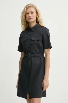 Theory rochie din in culoarea albastru marin, mini, evazati, P0303609 imagine