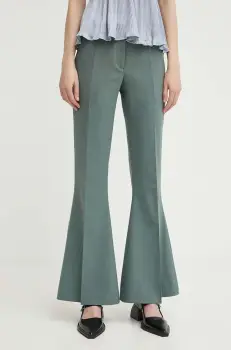 Tiger Of Sweden pantaloni din lana Veira culoarea verde, evazati, medium waist, S70902057 imagine
