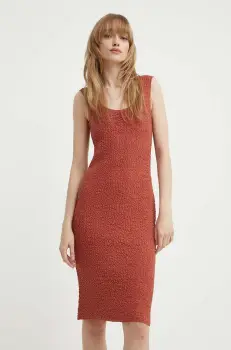 Tiger Of Sweden rochie din amestec de in Liia. culoarea portocaliu, midi, drept, S72196001 imagine