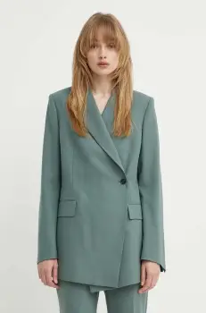 Tiger Of Sweden sacou din lana Eliwira culoarea verde, cu doua randuri de nasturi, neted, S70902060 imagine