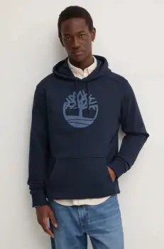 Timberland bluza barbati, culoarea albastru marin, cu gluga, cu imprimeu, TB0A2BJH4331 imagine