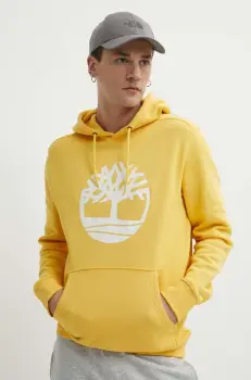 Timberland bluza barbati, culoarea galben, cu gluga, cu imprimeu, TB0A2BJHEG41 imagine
