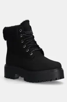 Timberland botine Stone Street femei, culoarea negru, cu toc plat, izolare usoara, TB0A2PU6W051 imagine