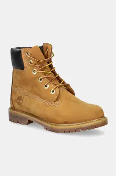 Timberland ghete de piele Premium 6 Inch femei, culoarea maro, cu toc plat, izolare usoara, TB1103617131 imagine