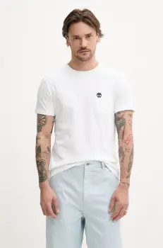Timberland tricou din bumbac barbati, culoarea alb, uni, TB0A2CQY1001 imagine