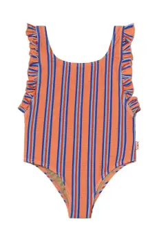 Tinycottons costum de baie dintr-o bucata pentru copii STRIPES SWIMSUIT culoarea portocaliu, SS25-277 imagine