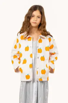 Tinycottons geaca de bumbac pentru copii APPLES JACKET culoarea bej, SS25-214 imagine