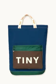 Tinycottons geanta copii COLOR BLOCK TOTEPACK culoarea bleumarin, AW25-509 imagine