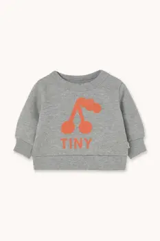 Tinycottons hanorac de bumbac pentru bebelusi CHERRY GRAPHIC BABY SWEATSHIRT culoarea gri, cu imprimeu, AW25-302 imagine