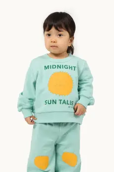 Tinycottons hanorac de bumbac pentru bebelusi SUN TALES GRAPHIC BABY SWEATSHIRT culoarea verde, cu imprimeu, SS25-105 imagine