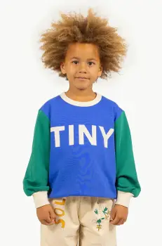 Tinycottons hanorac de bumbac pentru copii COLOR BLOCK SWEATSHIRT cu imprimeu, SS25-161 imagine