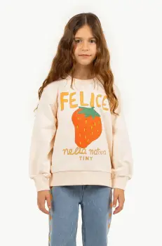 Tinycottons hanorac de bumbac pentru copii NELLA NATURA GRAPHIC SWEATSHIRT culoarea bej, cu imprimeu, SS25-100 imagine