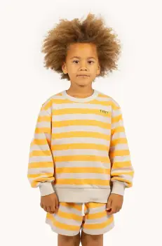 Tinycottons hanorac de bumbac pentru copii STRIPES SWEATSHIRT culoarea portocaliu, modelator, SS25-125 imagine