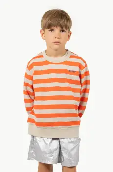 Tinycottons hanorac de bumbac pentru copii STRIPES SWEATSHIRT culoarea portocaliu, modelator, SS25-125 imagine