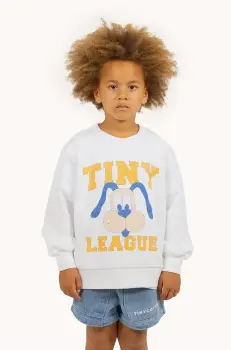 Tinycottons hanorac de bumbac pentru copii TINY LEAGUE GRAPHIC SWEATSHIRT culoarea bej, cu imprimeu, SS25-102 imagine