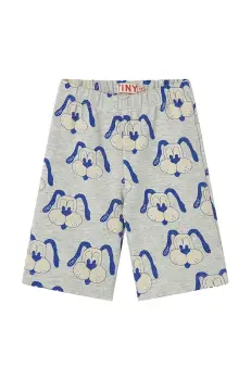 Tinycottons pantaloni bebe DOGS BABY PANT culoarea gri, cu imprimeu, SS25-468 imagine