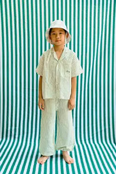 Tinycottons pantaloni de in pentru copii EMERALD STRIPES PANT imagine