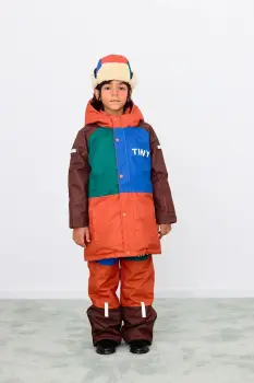 Tinycottons pantaloni de schi pentru copii COLOR BLOCK SNOW PANT culoarea portocaliu, AW25-047 imagine