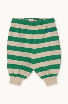 Tinycottons pantaloni de trening din bumbac pentru bebelusi STRIPES BABY SWEATPANT culoarea verde, modelator, SS25-127 imagine