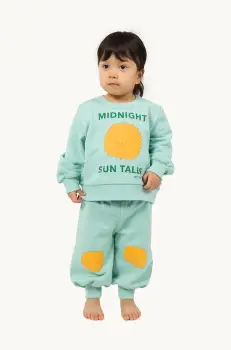 Tinycottons pantaloni de trening din bumbac pentru bebelusi SUN TALES GRAPHIC BABY SWEATPANT culoarea verde, cu imprimeu, SS25-106 imagine