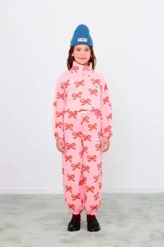 Tinycottons pantaloni de trening din bumbac pentru copii WORMS SWEATPANT culoarea roz, cu imprimeu, AW25-076 imagine