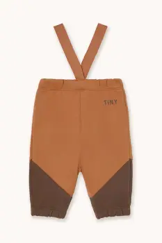 Tinycottons pantaloni de trening pentru bebelusi TINY COLOR BLOCK BABY SWEATPANT culoarea maro, AW25-278 imagine