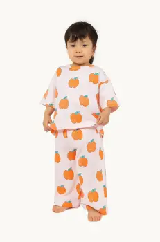 Tinycottons pantaloni din bumbac pentru bebelusi APPLES BABY PANT culoarea galben, cu imprimeu, SS25-039 imagine