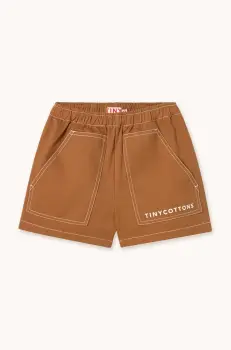 Tinycottons pantaloni scurti din bumbac pentru copii SOLID SHORT culoarea maro, neted, SS25-212 imagine