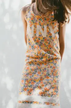 Tinycottons rochie din bumbac pentru copii GARDEN DRESS culoarea portocaliu, mini, drept, SS25-019 imagine