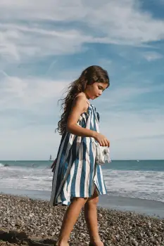 Tinycottons rochie pentru copii cu in LIGHT NAVY STRIPES DRESS imagine